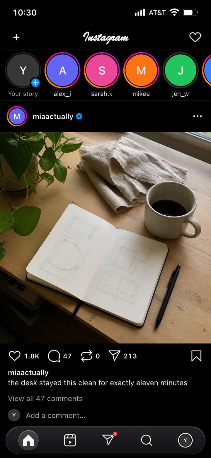 Sample Instagram scene made in Mimicly